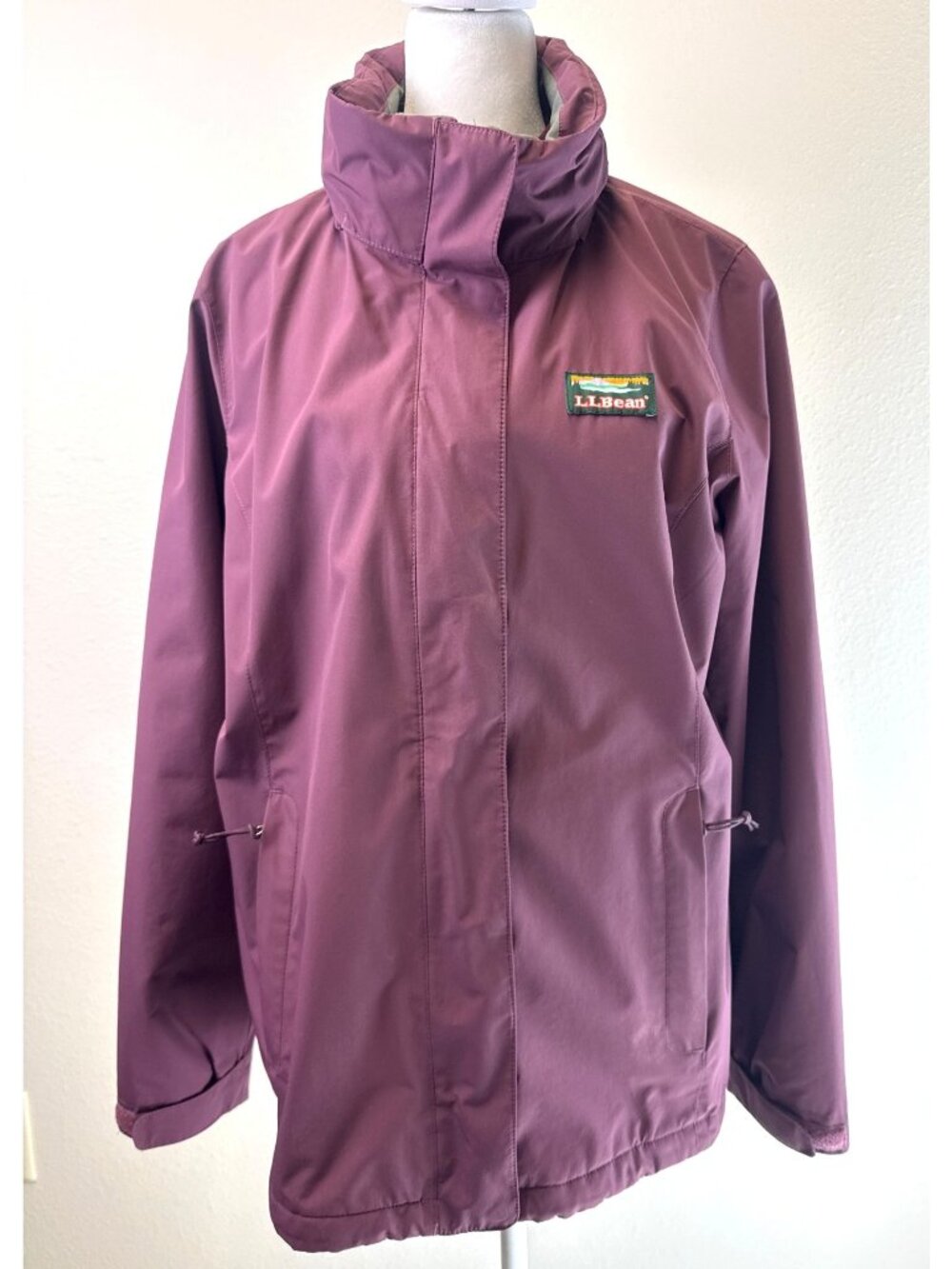 L.L.Bean Womens Medium Regular Plum Waterproof 3 & 1 Jacket Fleece Lining & Hood